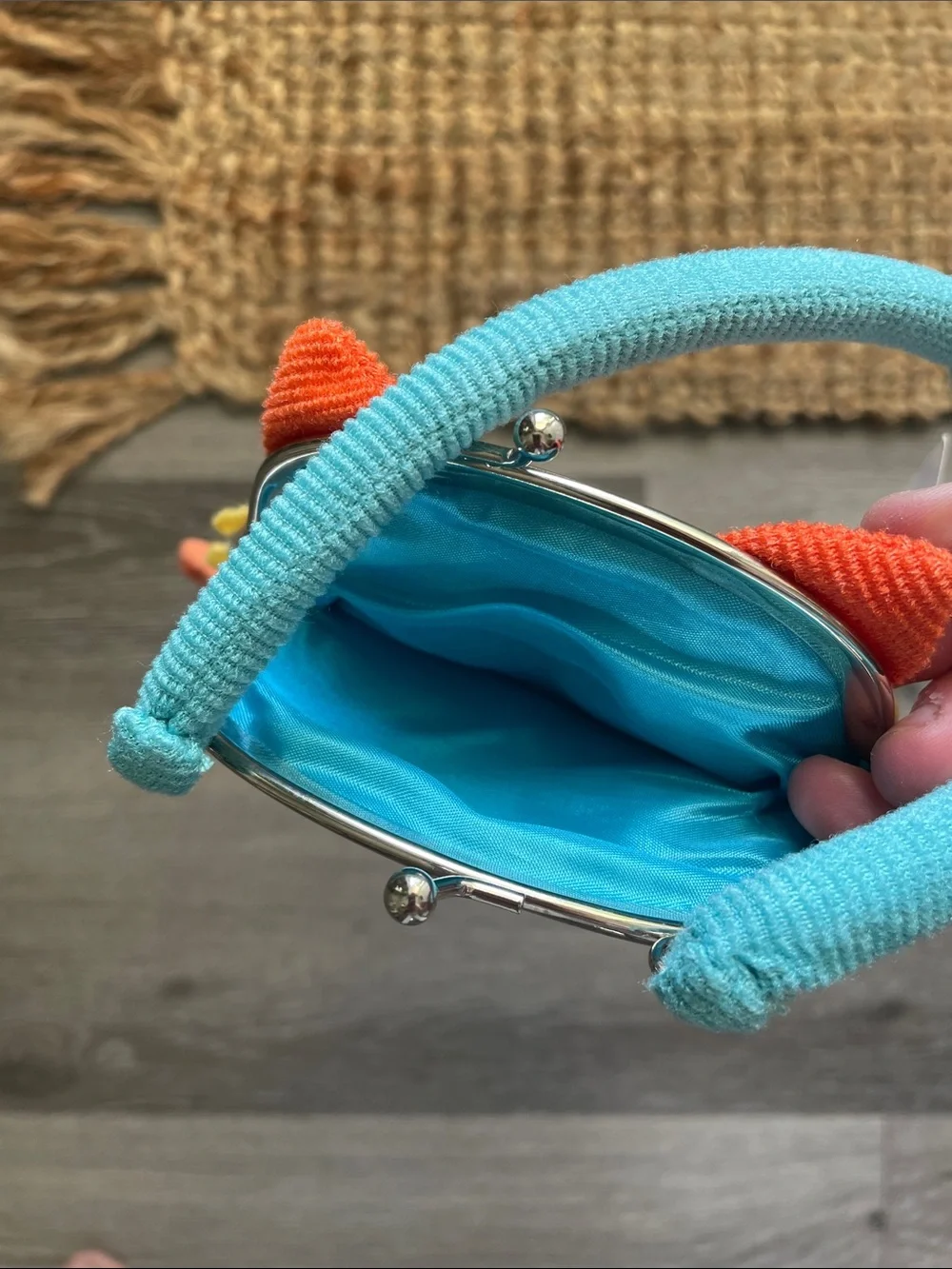 Cute Turquoise & Orange Owl Kids Purse